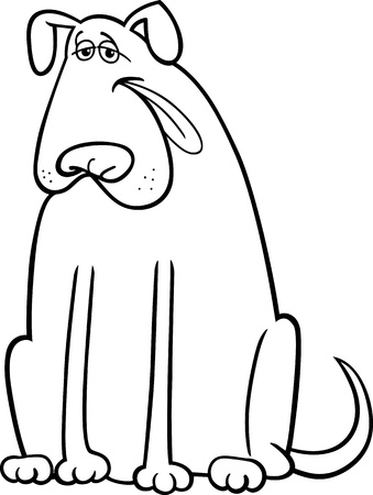Cartoon Illustration of Funny Big Dog for Coloring Bookのイラスト素材