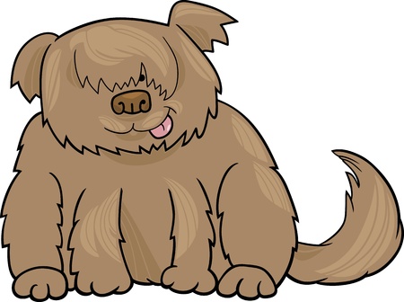 Cartoon Illustration of Funny Shaggy Sheepdog or Bobtail Dogのイラスト素材