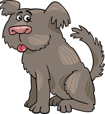 Cartoon Illustration of Funny Shaggy Sheepdog or Bobtail Dogのイラスト素材