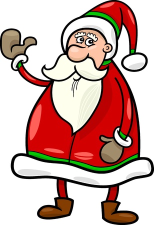 Cartoon Illustration of Funny Santa Claus or Papa Noel or Father Christmasのイラスト素材