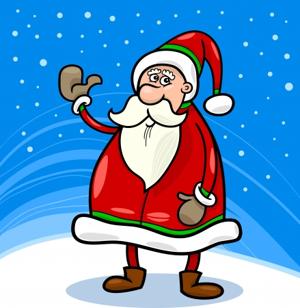 Cartoon Illustration of Funny Santa Claus or Papa Noel or Father Christmasのイラスト素材