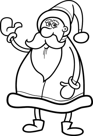 Cartoon Illustration of Funny Santa Claus or Papa Noel or Father Christmas for Coloring Bookのイラスト素材
