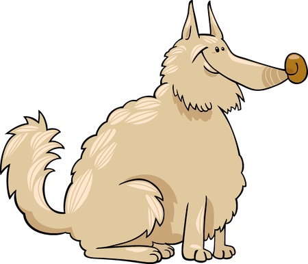 Cartoon Illustration of Shaggy Purebred Eskimo Dog or Spitz or Sheepdogのイラスト素材
