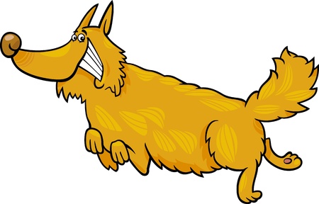 Cartoon Illustration of Funny Running Shaggy Dogのイラスト素材