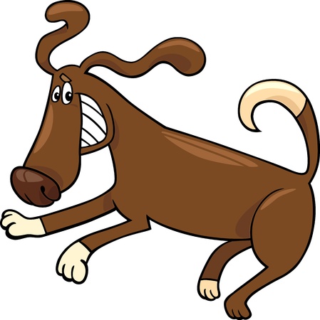 Cartoon Illustration of Funny Running Playful Dogのイラスト素材