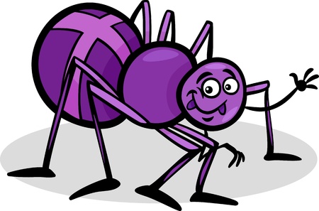 Cartoon Illustration of Funny Cross Spider Insectのイラスト素材