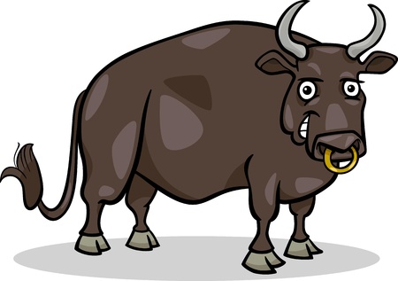 Cartoon Illustration of Funny Bull Farm Animalのイラスト素材