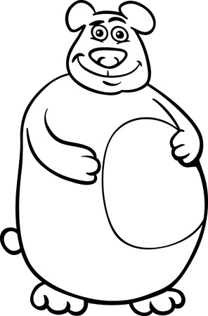 Black and White Cartoon Illustration of Funny Wild Bear Animal for Coloring Bookのイラスト素材