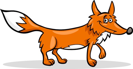 Cartoon Illustration of Funny Wild Fox Animalのイラスト素材