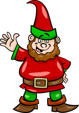 Cartoon Illustration of Fantasy Gnome or Dwarfのイラスト素材