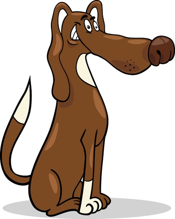 Cartoon Illustration of Funny Sitting Spotted Dogのイラスト素材