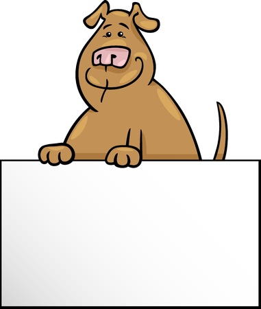 Cartoon Illustration of Cute Dog with White Card or Board Greeting or Business Card Designのイラスト素材