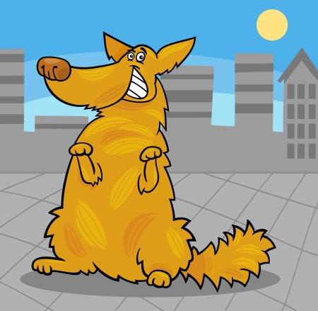 Cartoon Illustration of Funny Yellow Standing Shaggy Dogのイラスト素材