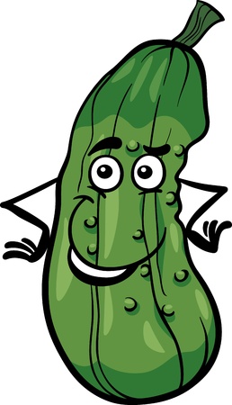 Cartoon Illustration of Funny Cucumber Vegetable Food Characterのイラスト素材