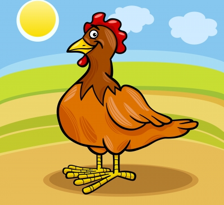 Cartoon Illustration of Funny Hen or Chicken Farm Bird Animalのイラスト素材