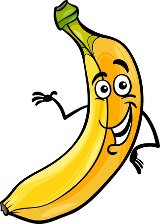 Cartoon Illustration of Funny Banana Fruit Food Comic Characterのイラスト素材