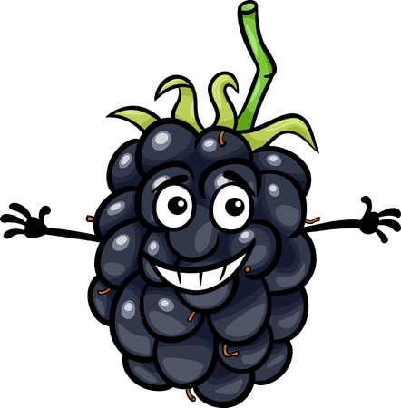 Cartoon Illustration of Funny Blackberry Fruit Food Comic Characterのイラスト素材