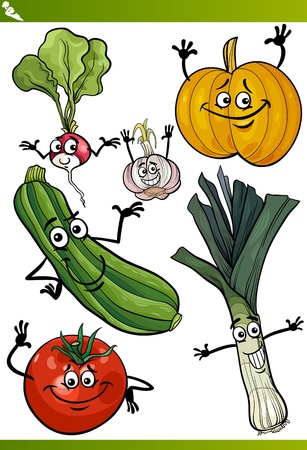 Cartoon Illustration of Vegetables Comic Food Characters Setのイラスト素材