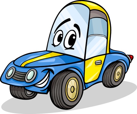 Cartoon Illustration of Funny Racing Car Vehicle Comic Mascot Characterのイラスト素材