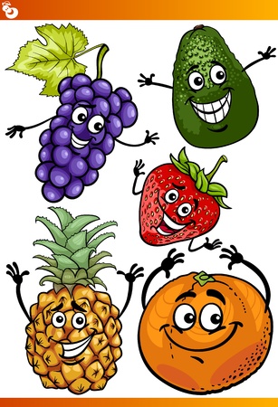 Cartoon Illustration of Funny Fruits Comic Food Characters Setのイラスト素材