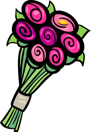 Cartoon Illustration of Flowers Bunch or Bouquet Clip Artのイラスト素材