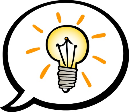 Cartoon Illustration of Idea Bulb in Comic Balloon Clip Artのイラスト素材