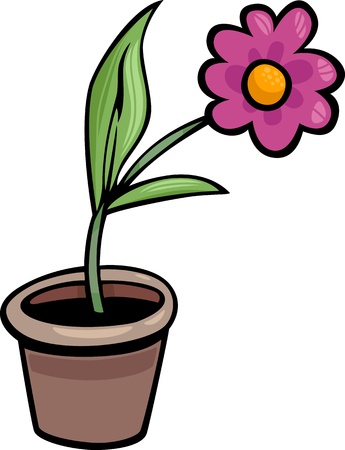 Cartoon Illustration of Flower in a Pot Clip Artのイラスト素材