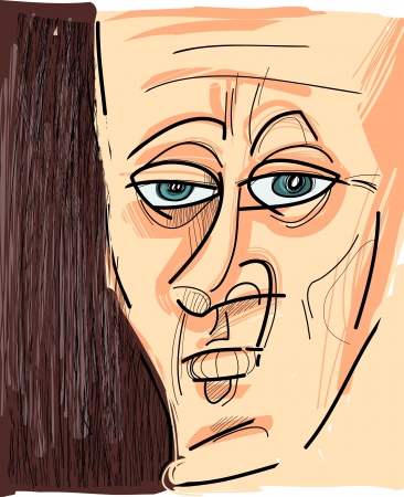Sketch Cartoon Caricature Illustration of Man Faceのイラスト素材