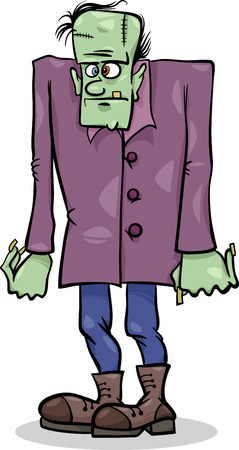 Cartoon Illustration of Spooky Halloween Frankenstein Monsterのイラスト素材