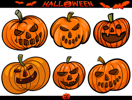 Cartoon Illustration of Halloween Pumpkins Holiday Themesのイラスト素材