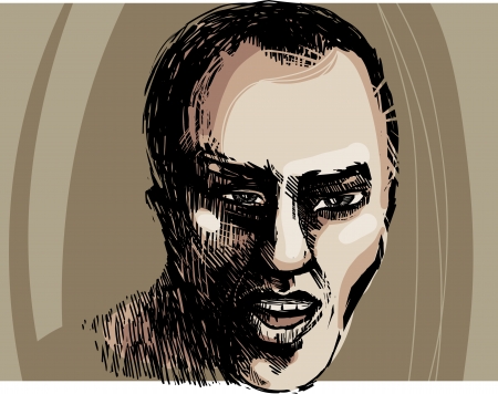 Artistic Drawing Illustration of Young Man Talking or Shoutingのイラスト素材