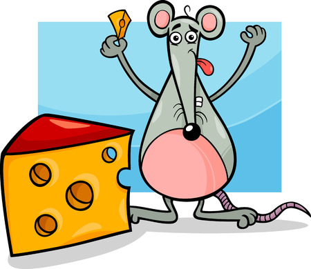Cartoon Illustration of Cute Mouse or Rat Rodent with Cheeseのイラスト素材