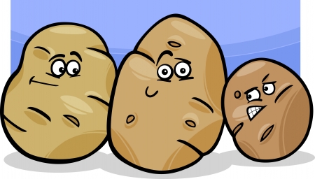Cartoon Illustration of Funny Comic Potatoes Vegetable Food Characters Groupのイラスト素材