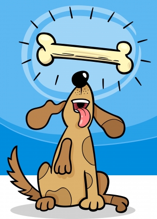 Cartoon Illustration of Cute Dog with Big Dogboneのイラスト素材