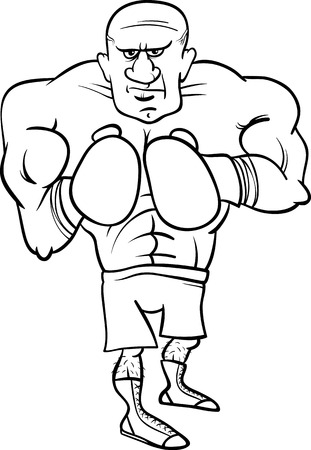 Black and White Cartoon Illustrations of Boxer Sportsman or Fighter for Coloring Book Black and White Cartoon Illustrations of Boxer Sportsman or Fighter for Coloring Book