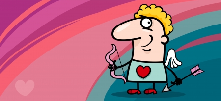 Valentines Day Greeting Card Cartoon Illustration of Funny Cupid with Bow and Arrowのイラスト素材
