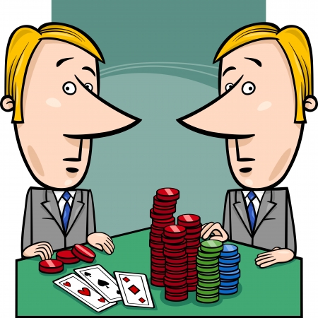 Concept Cartoon Illustration of Two Businessmen or Politicians playing Pokerのイラスト素材