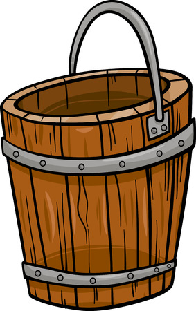 Cartoon Illustration of Wooden Bucket Retro Clip Art Objectのイラスト素材