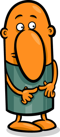 Cartoon Illustration of Ashamed or Shy Funny Guy Characterのイラスト素材