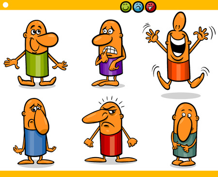 Cartoon Illustration of Funny People Emotions or Expressions Characters Setのイラスト素材