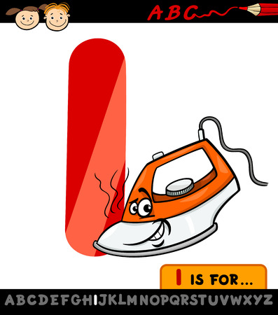 Cartoon Illustration of Capital Letter I from Alphabet with Iron for Children Educationのイラスト素材