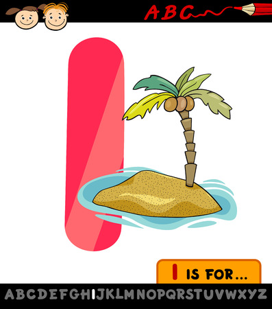 Cartoon Illustration of Capital Letter I from Alphabet with Island for Children Educationのイラスト素材