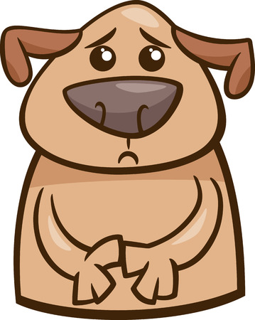 Cartoon Illustration of Funny Dog Expressing Sad Mood or Emotionのイラスト素材