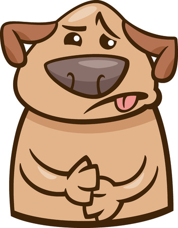 Cartoon Illustration of Funny Dog Expressing Sick Mood or Emotionのイラスト素材