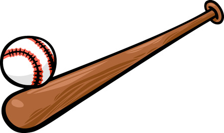 Cartoon Illustration of Baseball Ball and Bat Clip Artのイラスト素材