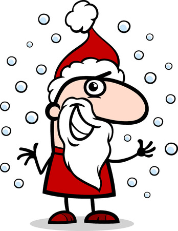 Cartoon Illustration of Santa Claus Character on Christmas and Snowのイラスト素材