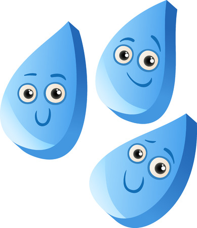 Cartoon Illustration of Cute Rain Drops Character Clip Artのイラスト素材