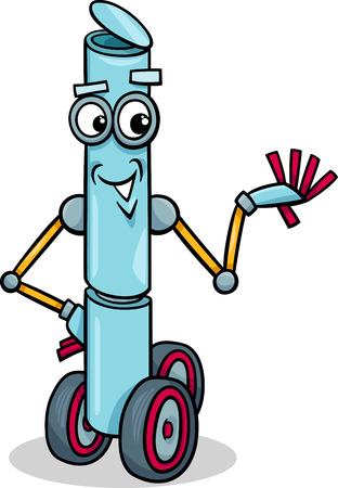 Cartoon Illustration of Funny Fantasy Robot on Wheelsのイラスト素材