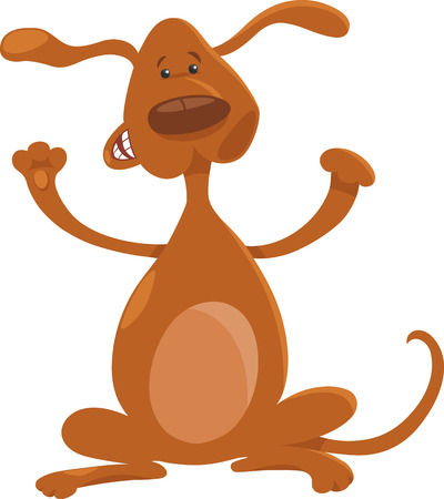 Cartoon Illustration of Happy Playful Dog or Puppyのイラスト素材