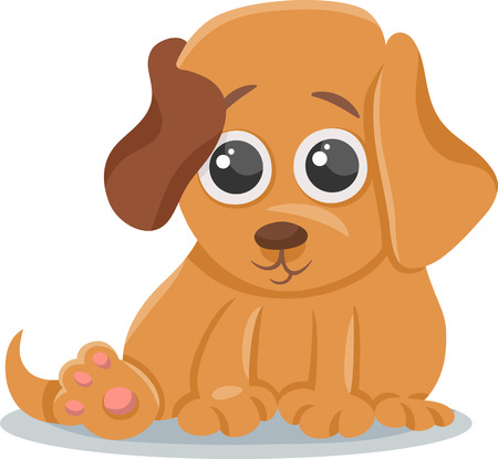 Cartoon Illustration of Cute Little Baby Animal Dog or Puppyのイラスト素材